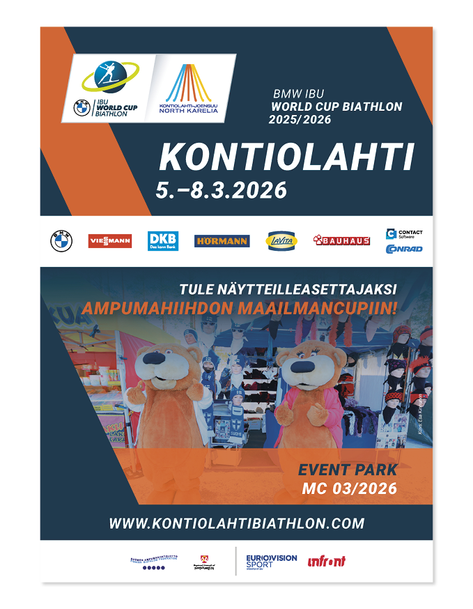 BMW IBU World Cup Biathlon Kontiolahti 5.–8.3.2026: Event Park -esite, näytteilleasettajille